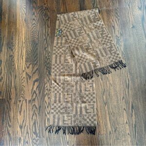 Fendi /w damage Geometric Patterned Brown Scarf
